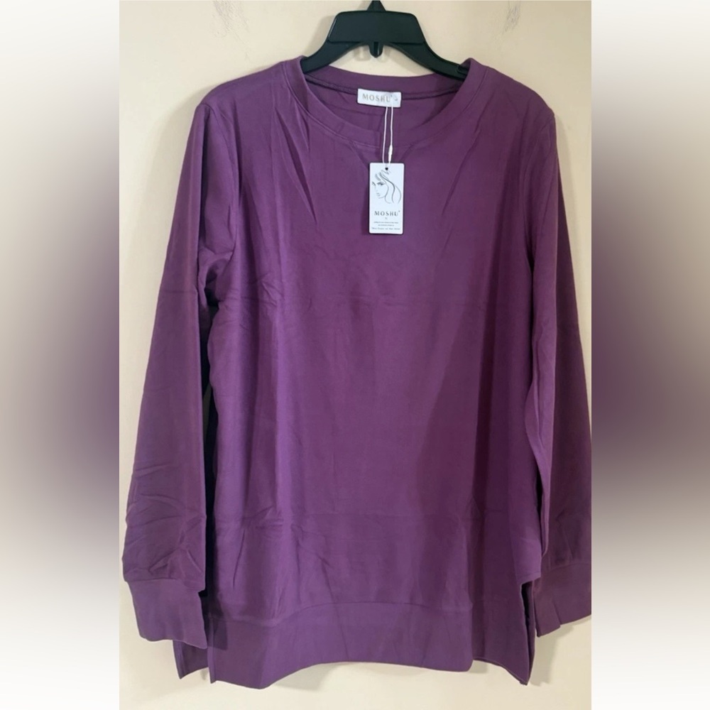 MOSHU purple long-sleeve tunic top, new with tags. ..#517